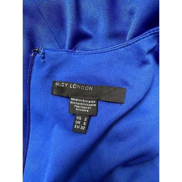 Maggy London BNWOT womens blue long sleeve dress NEW sz 2 twist front - Picture 6 of 7